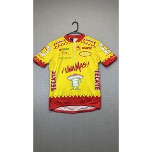 Giordana Cycling‎ Jersey Mens Large Yellow Red Quarter Zip ¡UNAMAS! Made Italy